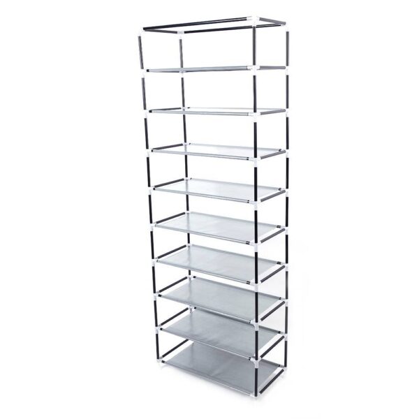 Fashionable Room-saving 9 Lattices Non-woven Fabric Shoe Rack Coffee - Image 5