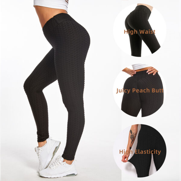 Women TIK Tok Leggings Bubble Textured Leggings Butt Lifting Yoga Pants Black Amazon Banned - Image 2