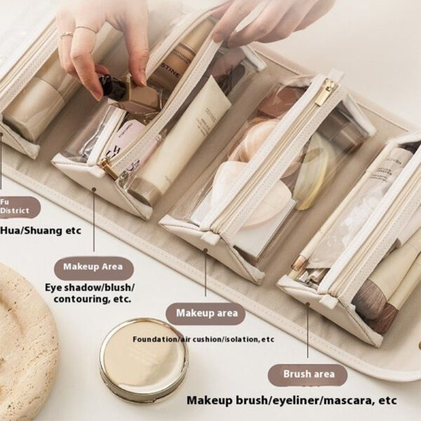 New Folding Cosmetic Bag Large Capacity Portable Handbag Waterproof Travel Storage Washing Bag For Women - Image 2