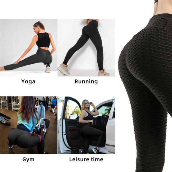 Women TIK Tok Leggings Bubble Textured Leggings Butt Lifting Yoga Pants Black Amazon Banned - Image 6